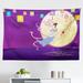 East Urban Home Ambesonne East Tapestry, Chinese Woman Flying On Ocean w/ Lanterns & Full Moon Cartoon | 30 H x 45 W in | Wayfair