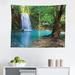 East Urban Home Woodland Tapestry, Waterfall Asia Thailand Jungle Tropic Plants Trees Tourist Attraction | 23 H x 28 W in | Wayfair