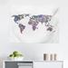 East Urban Home Wanderlust Tapestry, Colorful World Map w/ Flowers Blossoms Floral Art Educational | 23 H x 28 W in | Wayfair