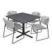 Symple Stuff Cain Square X-Base Breakroom Table & 4 Zeng Stack Chairs Metal in Gray | 29 H x 48 W x 48 D in | Wayfair