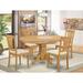 Alcott Hill® Emmaline Butterfly Leaf Rubberwood Solid Wood Dining Set Wood/Upholstered in Brown | Wayfair 5A72FBA0882A462A9BEA39C785DF0989