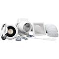 Complete Shower Fan Bathroom Kit 100mm (4 inch) dia Led Light Chrome & White Bezel with Run On Timer Steam Damp Condensation Control Low Noise Bathroom Toilet En-Suite 4.6w MR 16 4000k 12v Angle Light