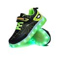 Boys Shoes - LED Light Up Shoes USB Rechargeable Flashing Sneakers for Toddlers Kids Boys Girls Black Green