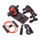 Gmjay Fitness Resistance Bands Push Up Stand Bar Abdominal Wheel AB Roller Jump Rope Grip Strength Exercise Home Gym Fitness Muscle Trainer,Red