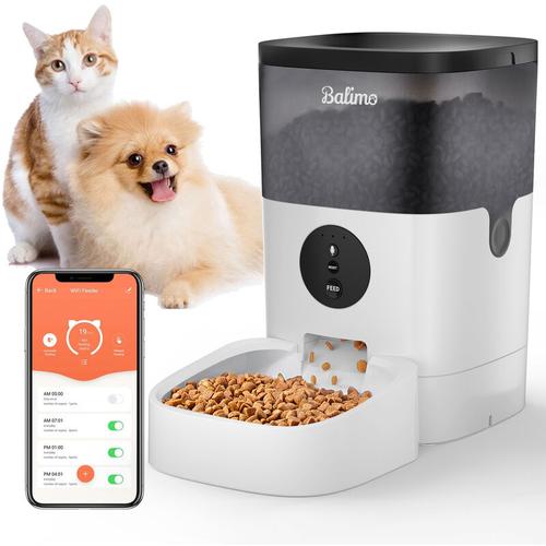Balimo - 4L 2.4G WiFi Automatischer Futterspender für Katze und Hunde,Futterautomat Katze & Hund