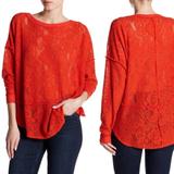 Free People Tops | Free People Not Cold In This Floral Lace Knit Top | Color: Red | Size: M