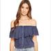 Free People Tops | Free People Off The Shoulder Ruffled Top Navy | Color: Blue | Size: S