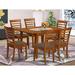 Winston Porter Agesilao Butterfly Leaf Rubberwood Solid Wood Dining Set Wood/Upholstered in Brown | 30 H in | Wayfair