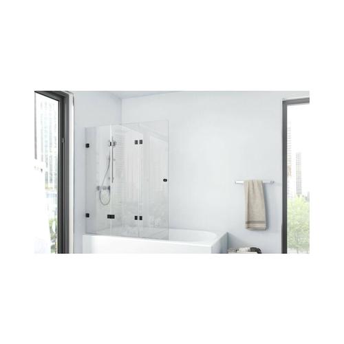 Badewannenfaltwand gallery 120 x 140 cm – matt schwarz – 3-teilig faltbar – Badewannenaufsatz –