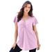 Plus Size Women's Flutter-Sleeve Sweetheart Ultimate Tee by Roaman's in Pale Lavender (Size 22/24) Long T-Shirt Top