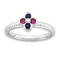 Stackable Expressions 2.25mm 925 Sterling Silver Bezel Polished Created Ruby and Created Sapphire Ring Size Jewelry Gifts for Women