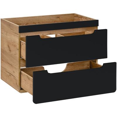 Lomadox - Waschtischunterschrank 80 cm new-luton in seidenmatt anthrazit mit Wotan Eiche Nb., ohne