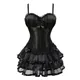 Robes corset victoriennes noires pour femmes corsets burlesques bustiers avec jupe olympiques