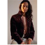 Anthropologie Jackets & Coats | Anthropologie Vera Velvet Sequin Puffer Jacket S | Color: Purple/Red | Size: S