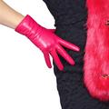 DooWay Women Real Leather Gloves Imported Goatskin Leather Wrist Short Classic Winter Warm Lining Dress Party Driving Gloves - pink - Medium