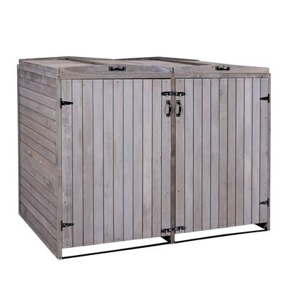 Xl 2er-/4er-Mülltonnenverkleidung HHG 651, Mülltonnenbox, erweiterbar 126x158x98cm Holz mvg Image