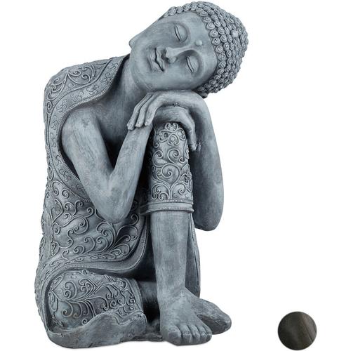 Buddha Figur geneigter Kopf, xl 60cm, Asia Deko, Gartenfigur, Dekofigur Wohnzimmer, frost- &