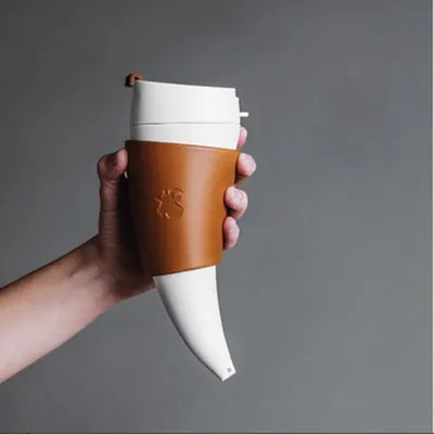 Tasse à café en corne de chèvre avec doublure en acier inoxydable tasse d'isolation sous vide