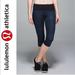 Lululemon Athletica Pants & Jumpsuits | Lululemon Run Top Speed Crop Good Vibes Leggings | Color: Black/Blue | Size: 4