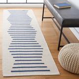 Blue/Navy 96 x 0.24 in Indoor Area Rug - Ebern Designs Estruch Striped Handmade Flatweave Cotton Blue/Gray Area Rug Cotton | Wayfair