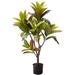 Primrue Artificial Croton Plant in Pot Metal in Black | 37 H x 32 W x 28 D in | Wayfair 75117D5A01A547FDB49720213F31727D