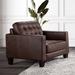 Armchair - Latitude Run® Alleghanyville 38" W Tufted Top Grain Leather Armchair Wood/Genuine Leather in Brown | 36 H x 38 W x 38.3 D in | Wayfair