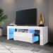 Ivy Bronx Entertainment TV Stand, Large TV Stand TV Base Stand w/ LED Light TV Cabinet. Wood in White | 17.7 H x 51.2 W x 13.8 D in | Wayfair