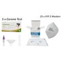 Blackforestcare Corona Paket 2 Hotgen 5 x Antigen Laientest und 25 x CRDLIGHT FFP2 Atemschutzmasken