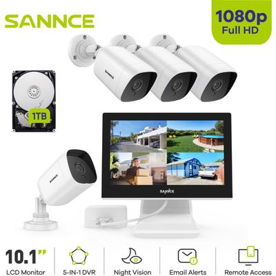 Berwachungskamera Set 10.1'Zoll 4CH dvr 4x1080P Kameras Nachtsicht Überwachungskameras System