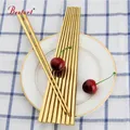 Baguettes chinoises chaudes en acier inoxydable bâtonnets carrés en métal doré bâtonnets à sushi