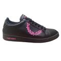 Fred Perry Woman's Leather Black Pink Trainers (Black, Numeric_3_Point_5)