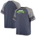 Men's Fanatics Branded College Navy/Heathered Gray Seattle Seahawks Big & Tall Two-Stripe Tri-Blend Raglan T-Shirt