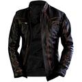 Mens Real Leather Biker- Motorcycle Distressed Black Genuine Leather Jacket-Men vintage Biker Leather Jacket (Distressed Brown, 3x_l)