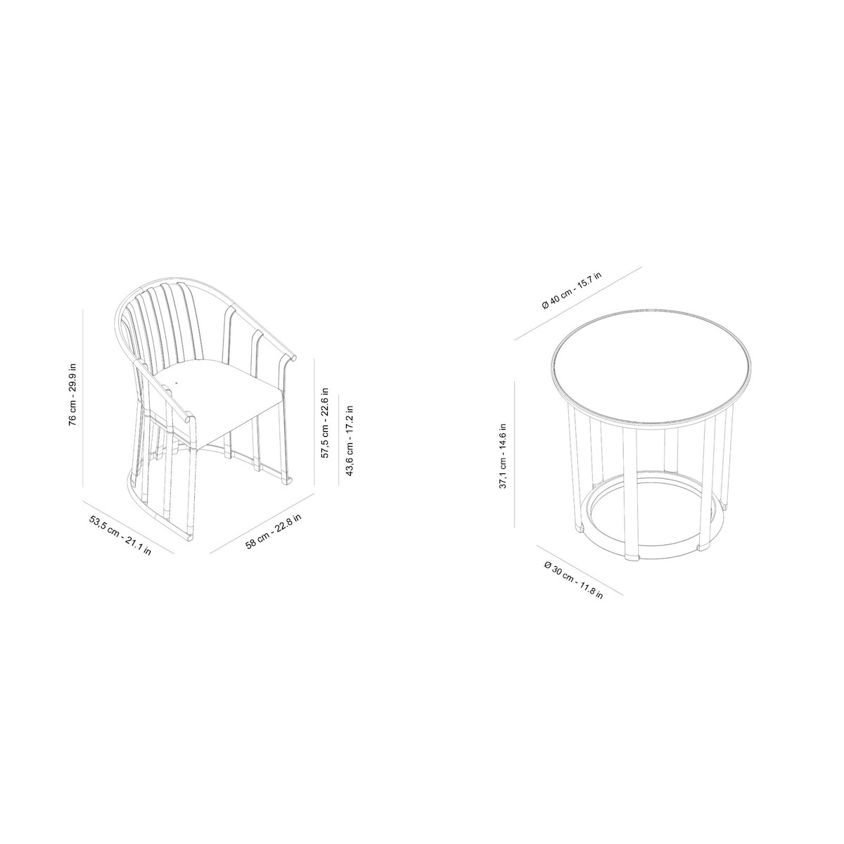 Resol RAFF Sessel-Tisch Indoor, Outdoor Set 2+1 Schwarz Image