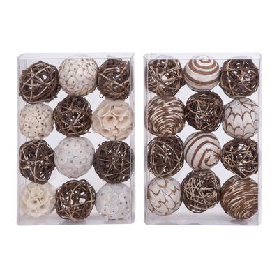 Juniper + Ivory Set of 2 10 In. x 7 In. Brown Natural Orbs & Vase Filler Dried Flowers - Juniper + Ivory 18038