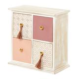 Juniper + Ivory 9 In. x 9 In. Eclectic Jewelry Box Light Brown Linen and Wood - Juniper + Ivory 23620