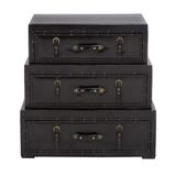 Juniper + Ivory 32 In. x 32 In. Traditional Chest Black Faux Leather and Wood - Juniper + Ivory 55735