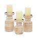 Juniper + Ivory Set of 3 9 In., 8 In., 6 In. Natural Candle Holder Brown Wood - Juniper + Ivory 39723