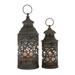 Juniper + Ivory Set of 2 13 In., 10 In. Rustic Lantern Black Metal - Juniper + Ivory 52978