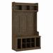 "kathy ireland® Home by Bush Furniture Woodland 40W Hall Tree and Shoe Storage Bench with Shelves in Ash Brown - Bush Furniture WDL002ABR "