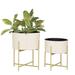 Juniper + Ivory Set of 2 12.5 In. x 16 In. Contemporary Planter White Metal - Juniper + Ivory 22409