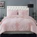 Christian Siriano Georgia Rouched Comforter Set Polyester/Polyfill/Microfiber in Pink/Yellow | Full/Queen Comforter | Wayfair CS2982BSFQ-1500