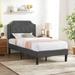 Trent Austin Design® Kempst Upholstered Platform Bed Frame w/ Height Adjustable Headboard Metal in Gray | 41.3 W x 78 D in | Wayfair