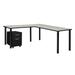 Inbox Zero Kee Corner L Shaped Desk w/ Pedestal Drawer Top Wood in Black | 29 H x 60 W x 66 D in | Wayfair F64C78501F9B4AD8B618B773B20280EA