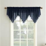 Wrought Studio™ Mardis Beaded Tassels Crushed Sheer Voile Ascot Window Valance Polyester in Blue | 24 H x 51 W x 1.5 D in | Wayfair