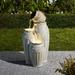 Kelly Clarkson Home Sondra 3 Tier Cobalt Embossed Pattern Ceramic Pots Fountain w/ Light in Brown | 27.25 H x 13.75 W x 13.5 D in | Wayfair