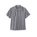 Plus Size Women's Gauze Camp Shirt by KingSize in Grey Stripe (Size 3XL)