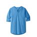 Plus Size Women's Gauze Mandarin Collar Shirt by KingSize in Azure Blue (Size 5XL)