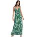 Plus Size Women's Knit Surplice Maxi Dress by ellos in Tropical Green White Print (Size 2X)