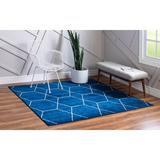 Blue/Navy 39 x 0.5 in Area Rug - George Oliver Debrodie Geometric Navy Blue Area Rug Polypropylene | 39 W x 0.5 D in | Wayfair